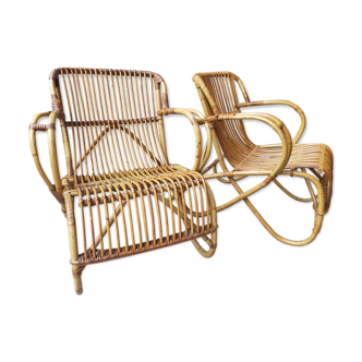 Paire de fauteuils en rotin