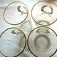 4 glasses, fine crystal enamelled with palms and Louis XVI knot with fine gold