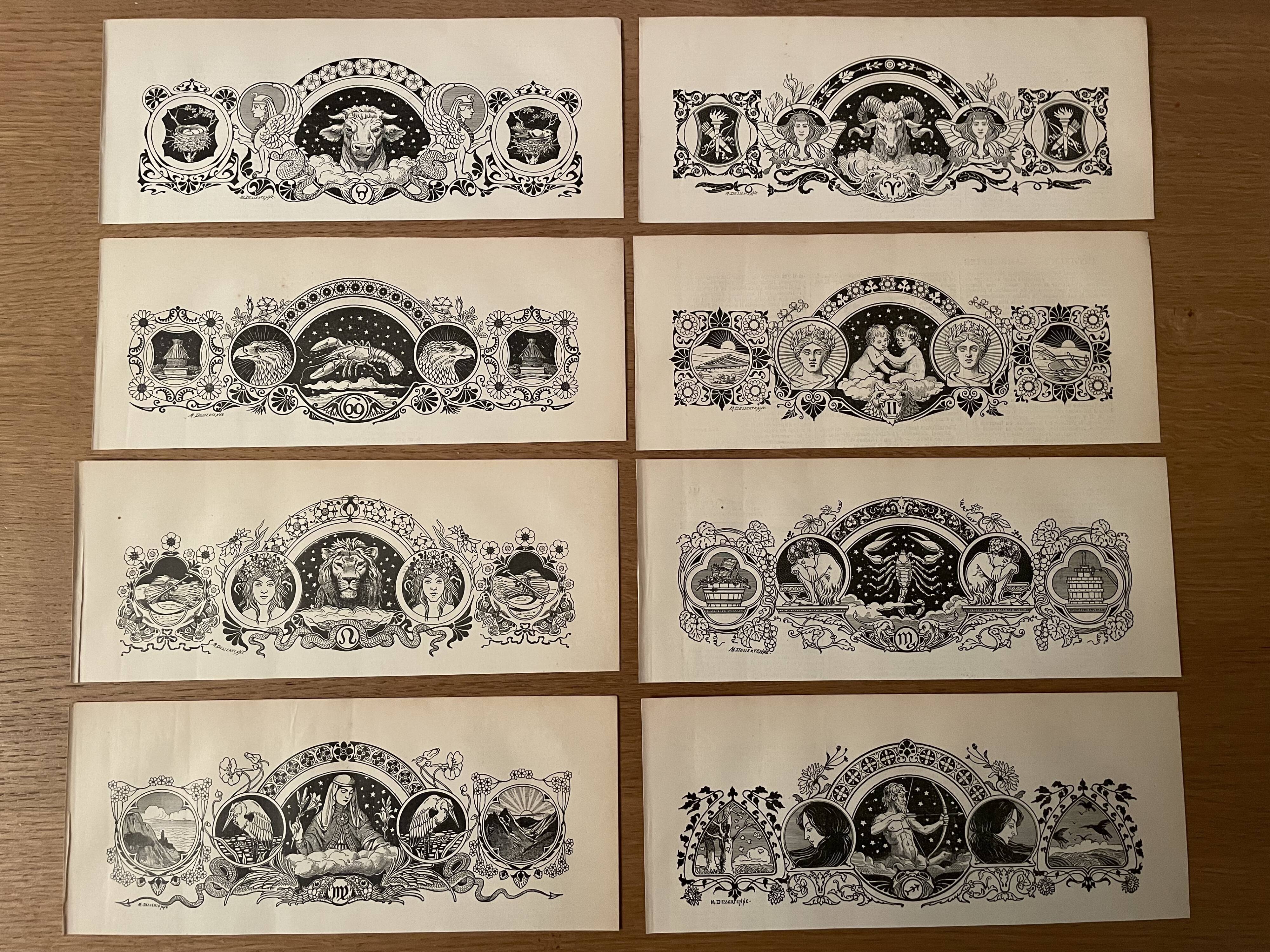 Lithograph engraving astrological sign balance of 1907