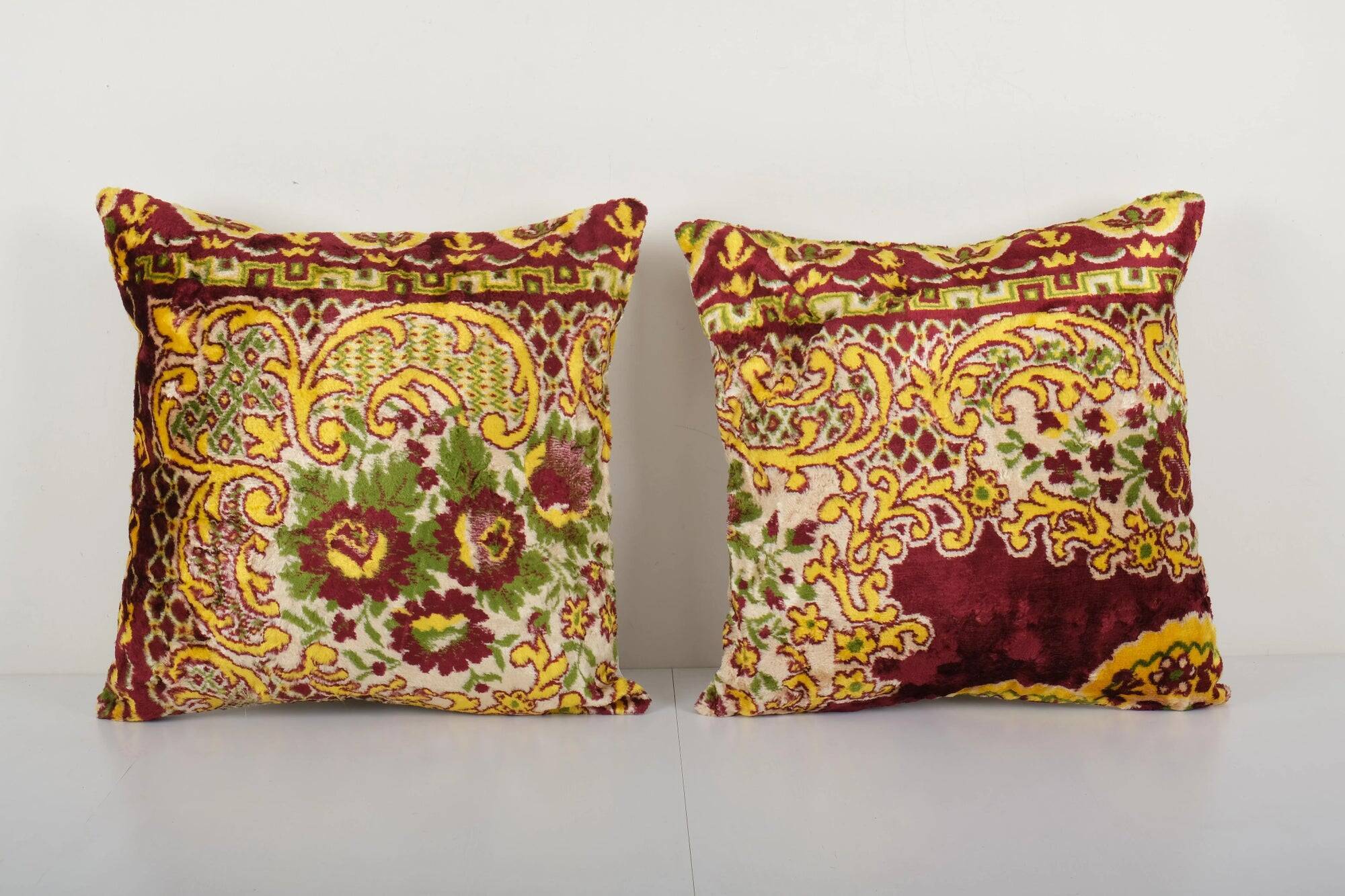 Set of 2 vintage velvet cushion covers 51x51 cm