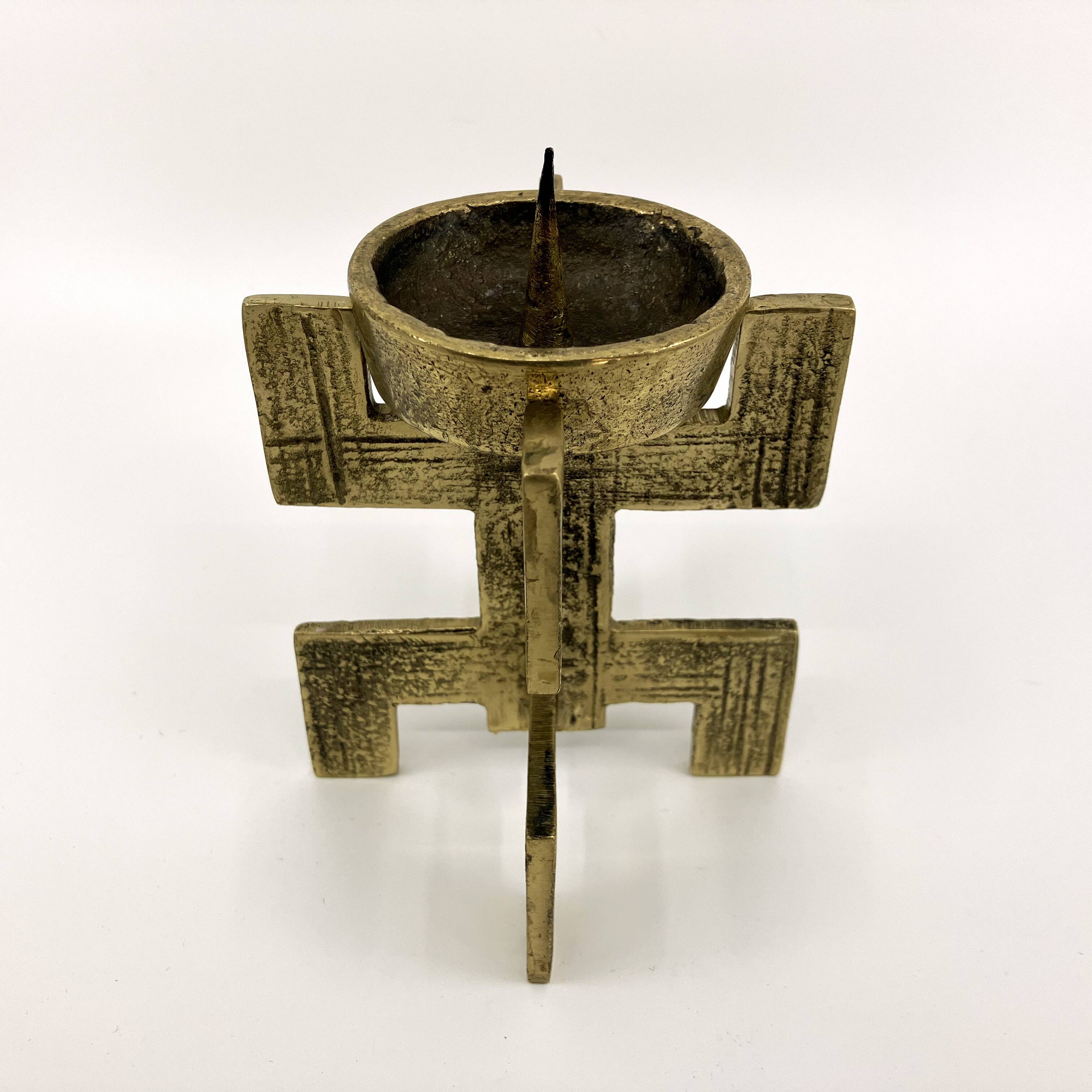 Brutalist candlestick • Austria • Brass • 1970