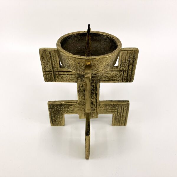 Bougeoir pique-cierge brutaliste • Autriche • Laiton • 1970