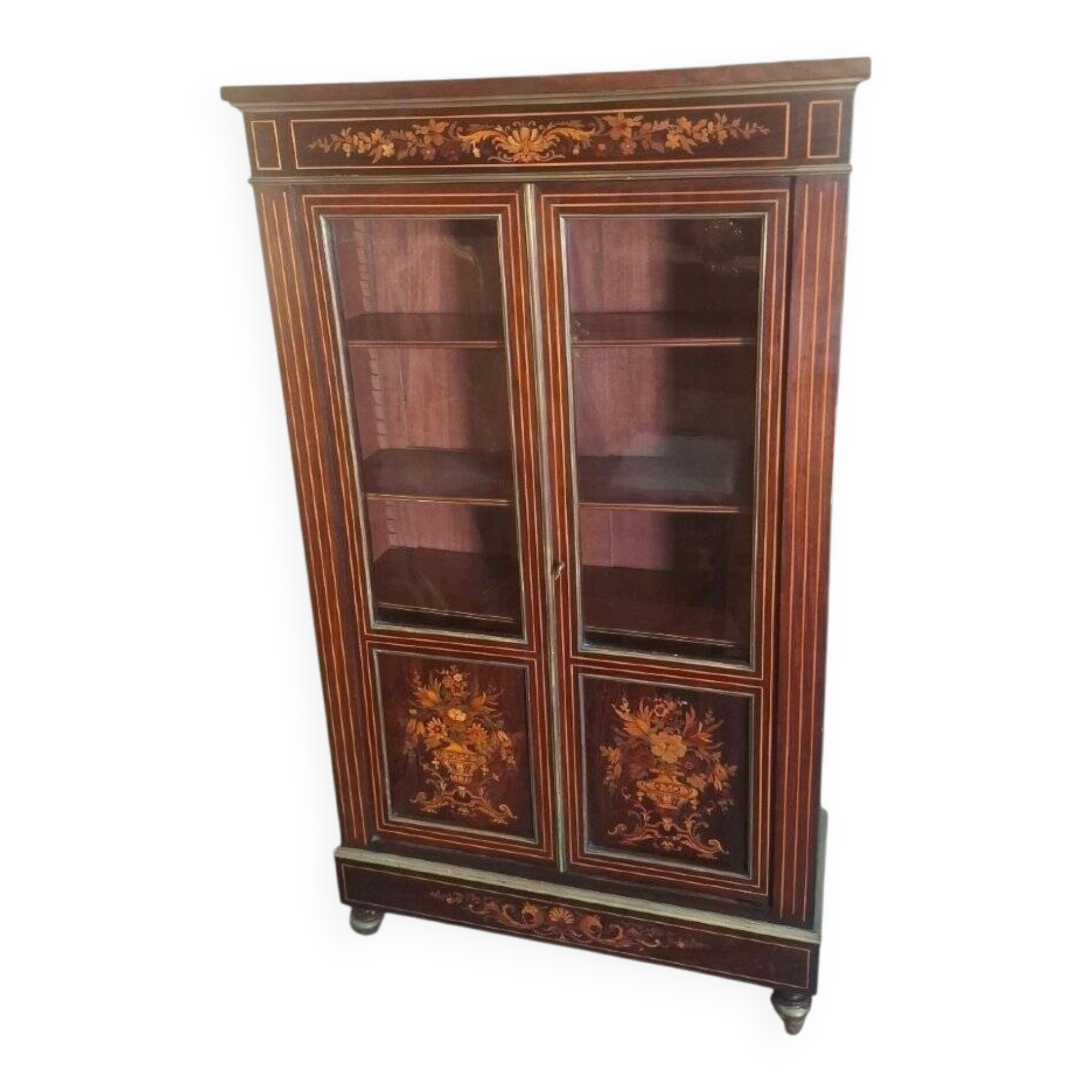 Napoleon III marquetry display cabinet