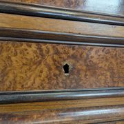 Elm burl and rosewood secretary chest of drawers