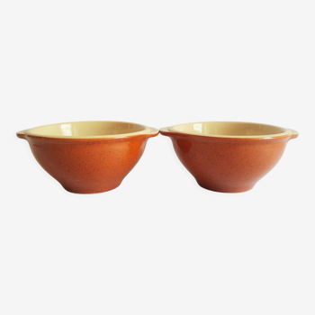 Duo of earbowls Emile henry cognac vintage