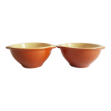 Duo of vintage Emile Henry cognac ear bowls