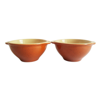 Duo of vintage Emile Henry cognac ear bowls