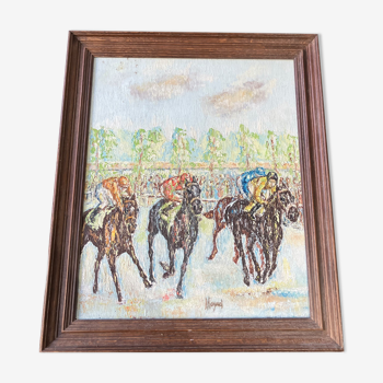 The horse race oil on canvas circa 1930 signed raynal