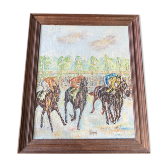 The horse race oil on canvas circa 1930 signed raynal