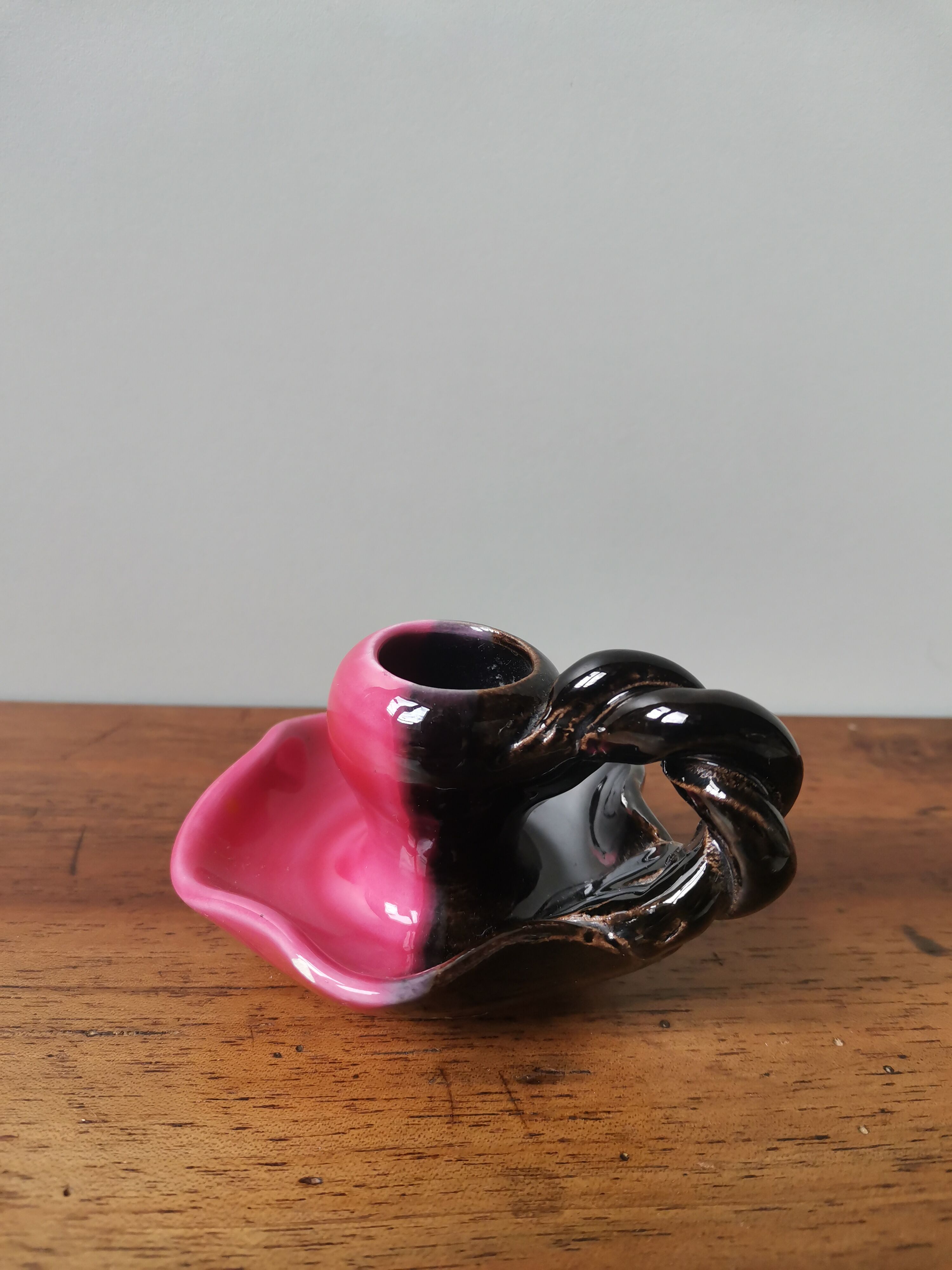 Slip ceramic candle holder signed vallauris