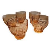 Lot de 5 verres à eau en verre rose vintage