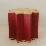 Small star-shaped side table in pink rattan