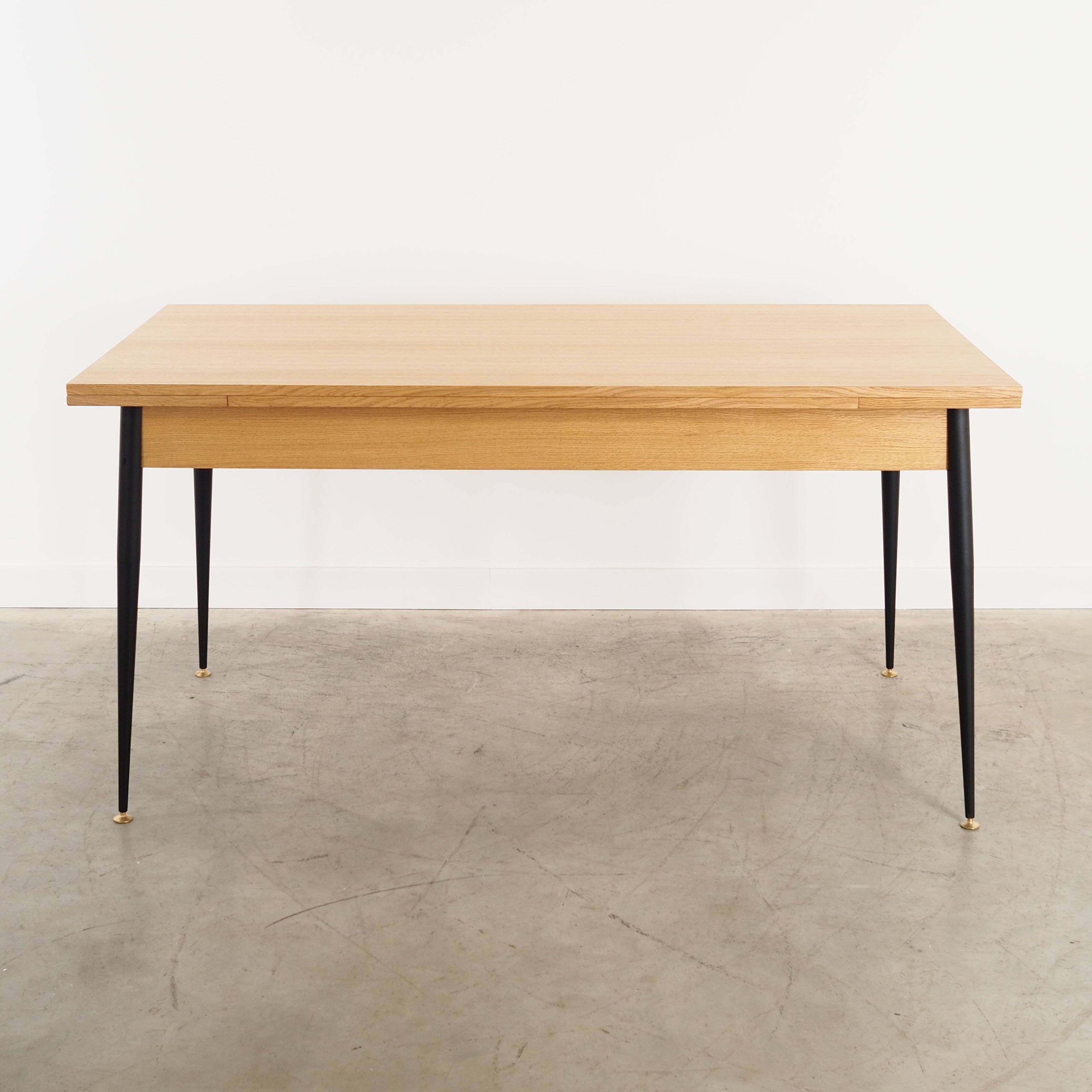 Oak folding table, Italian design, 1980s, manufacture: Italy