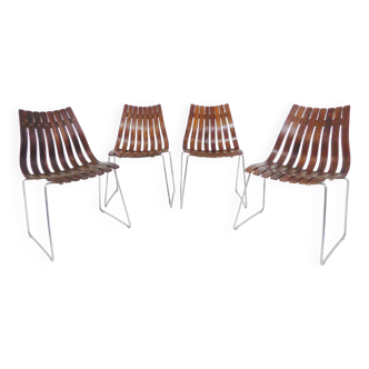 Vintage Set Of 4 Scandinavian Rosewood ' Scandia ' Dining Chairs By Hans Brattrud For Hove Mobler No