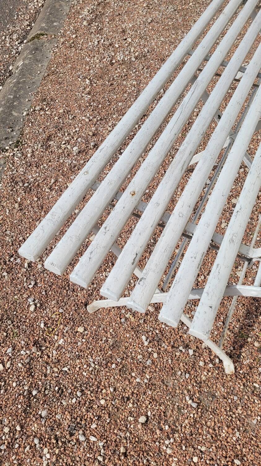 Folding garden bench in iron and old wood - 1950s