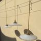 Trio vintage pendant light wavy opaline lampshade golden wires old light