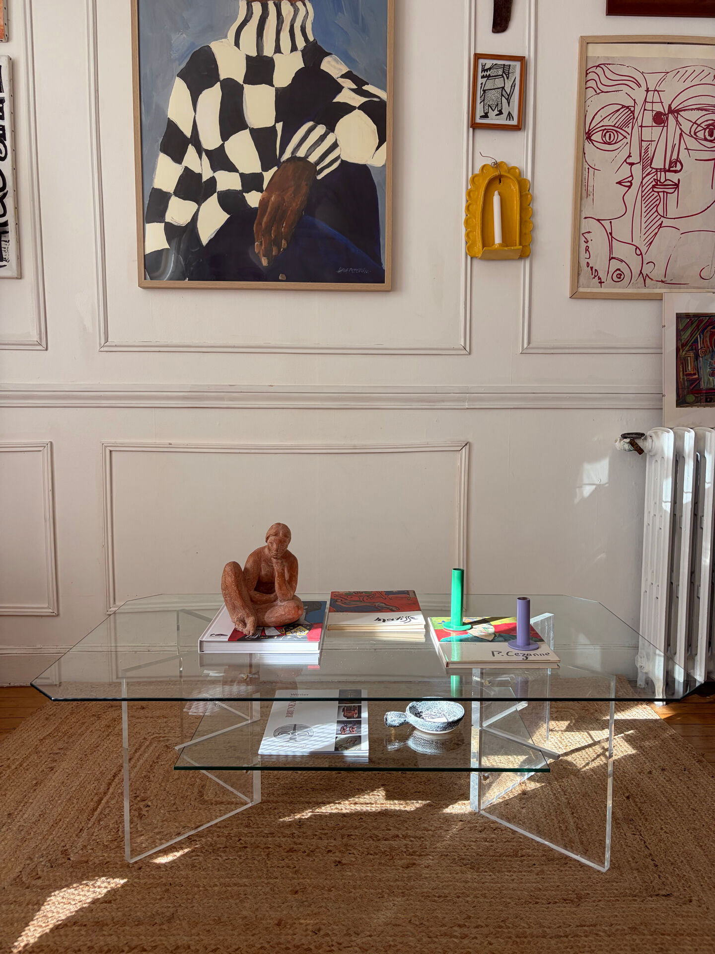 Vintage Plexiglass and glass coffee table