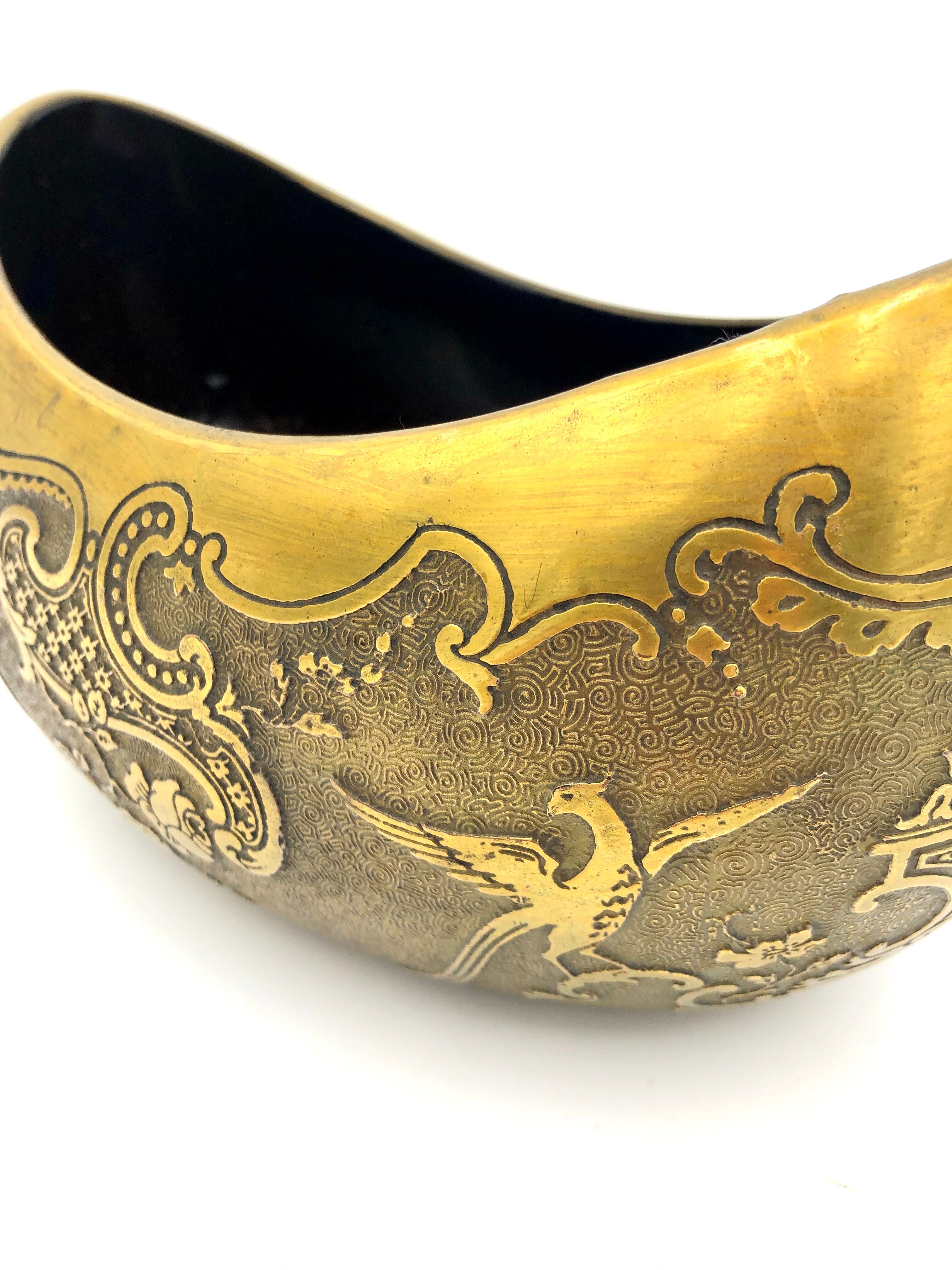 Crystal and copper shuttle cup Léon Ledru Val Saint Lambert