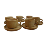 Service vintage 6 cups with saucers, sandstone Rhodaceram