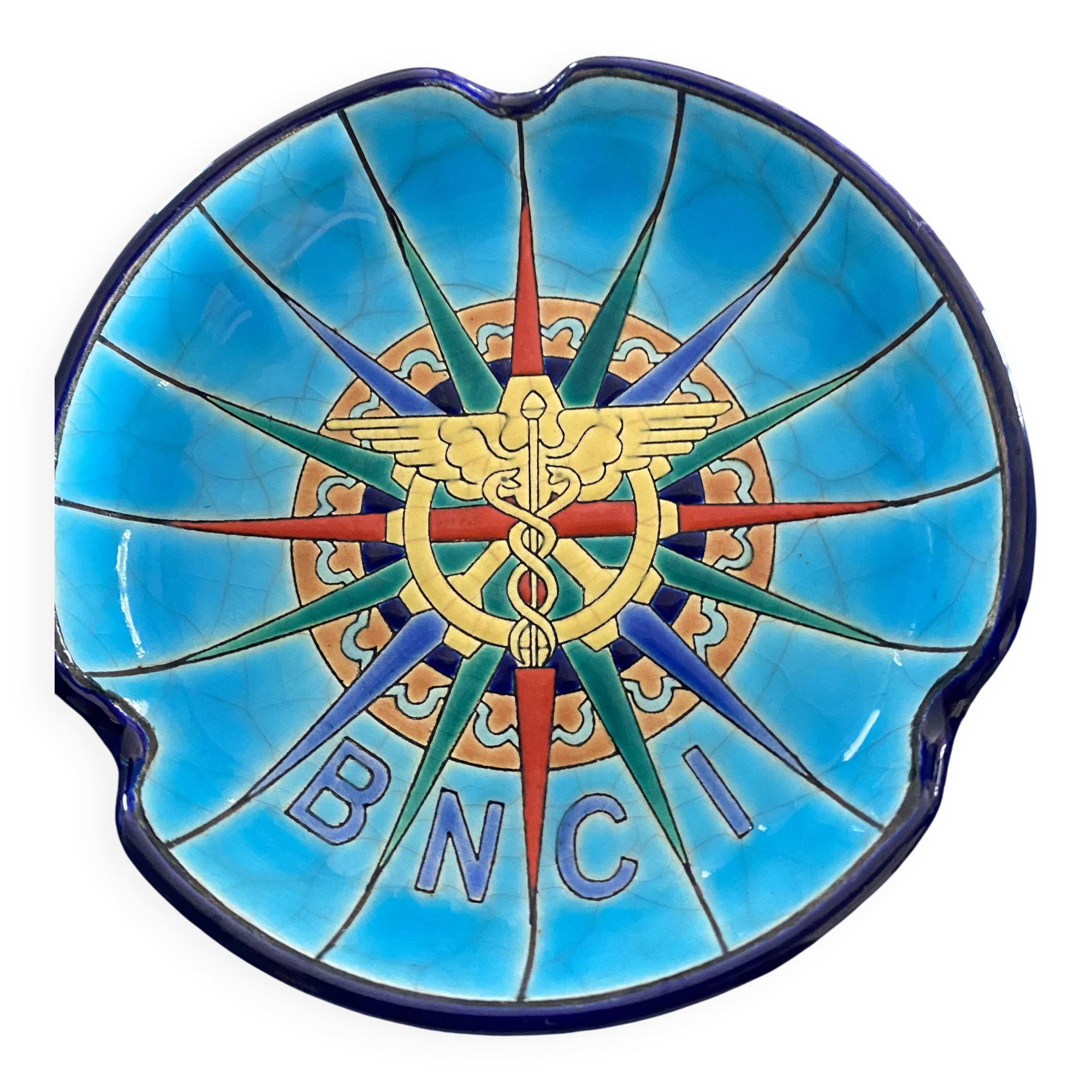 Longwy Enamels – Vintage BNCI Ashtray in Glazed Earthenware – 13 cm