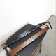 Vintage wooden wall coat rack with hooks and brass shelf