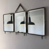 Triptych mirror barber-fir tree 27x58 vintage 1930