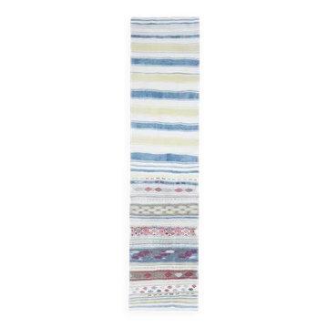 Tapis couloir vintage turc en laine et coton noué à la main des années 1970, 66x288.