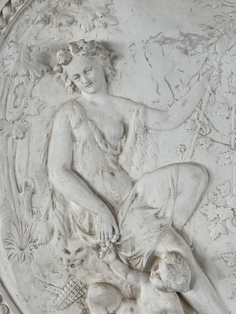 Relief wall panel medallion, allegorical scene, 20th century