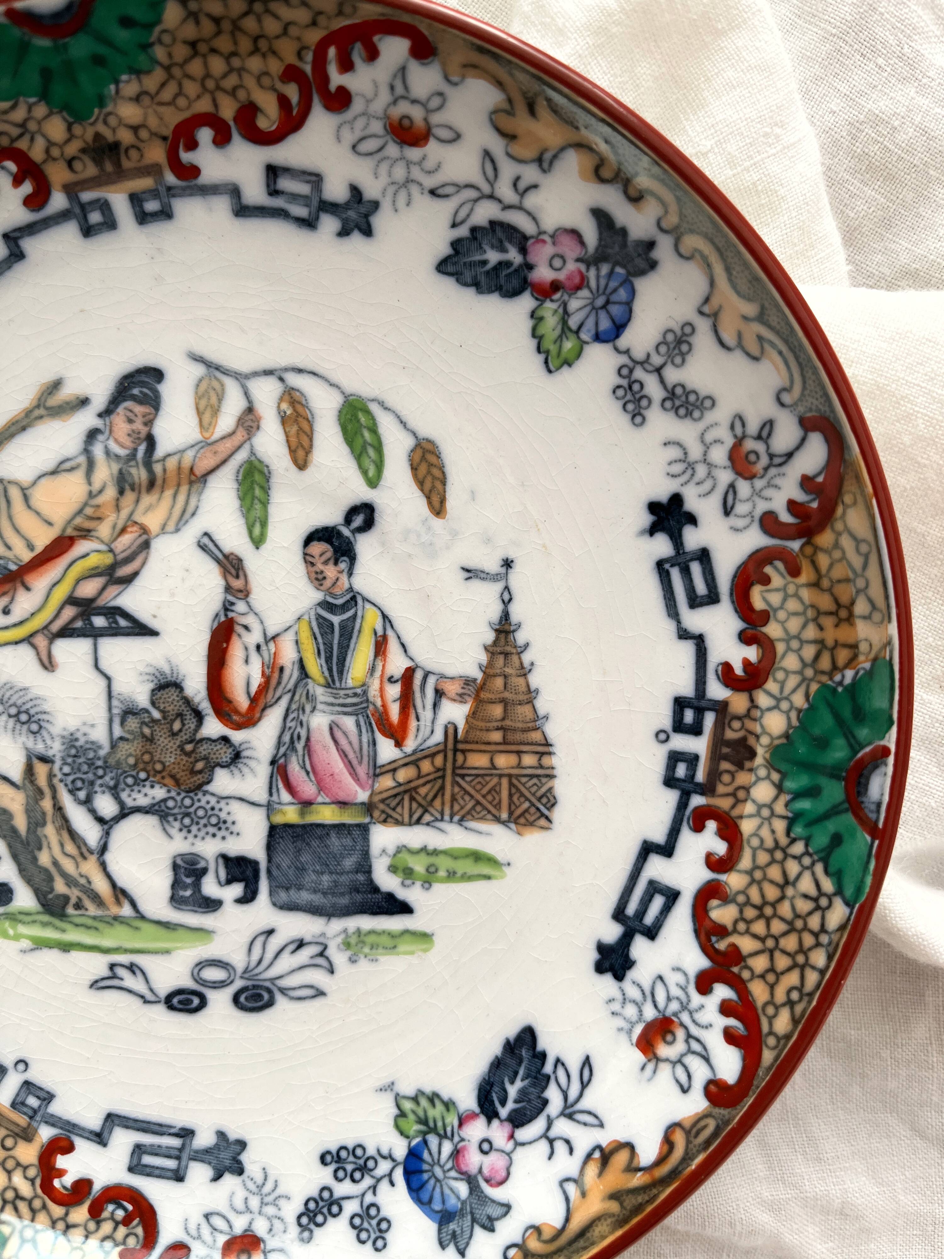 Plate and saucer with Japanese-style decoration "Timor" Sarreguemines
