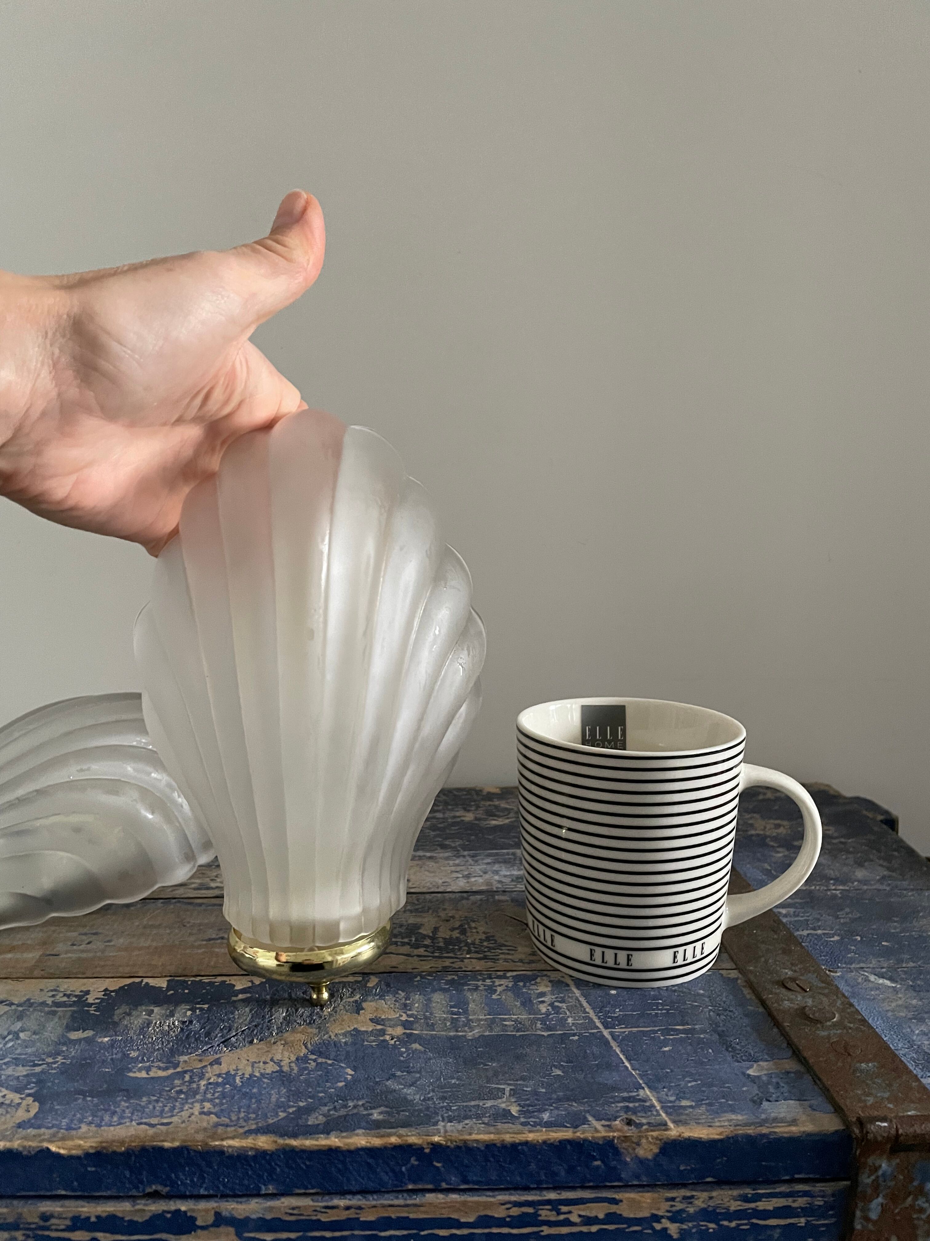 Pair of shell appliques or glass paste shells