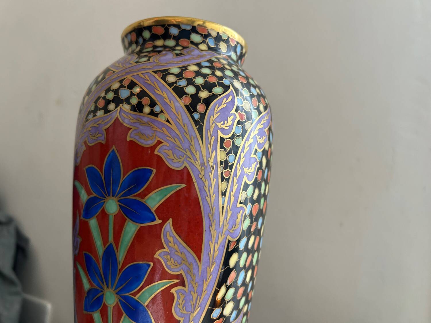 Antique Limoges porcelain vase – polychrome decoration and gilding – early