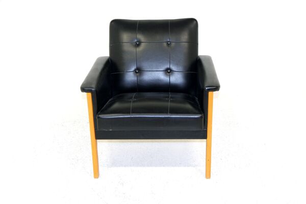 Fauteuil scandinave en simili-cuir, Suède, 1950