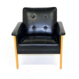 Fauteuil scandinave en simili-cuir, Suède, 1950