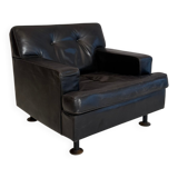 Square Armchair in Dark Brown Leather by Marco Zanuso for Arflex, 1960s