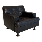 Fauteuil carré en cuir marron foncé par Marco Zanuso pour Arflex, années 1960