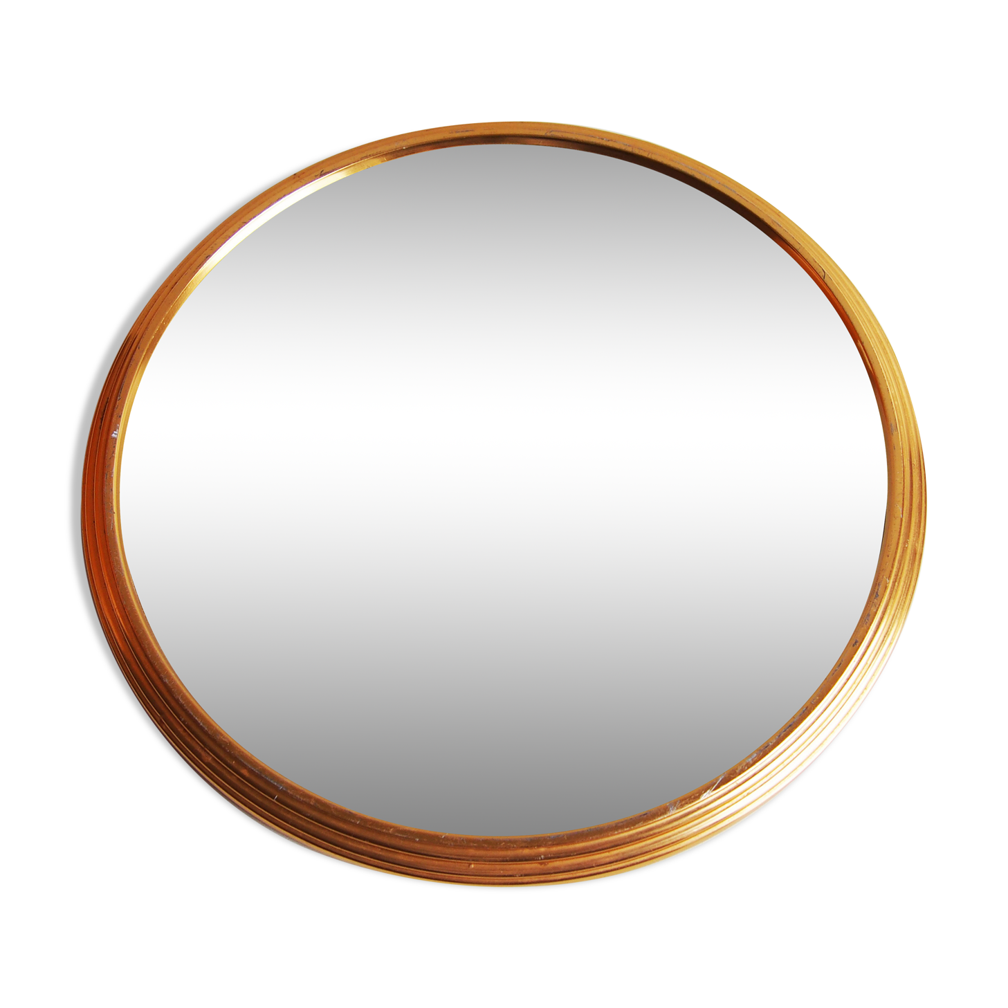 Golden round mirror tray
