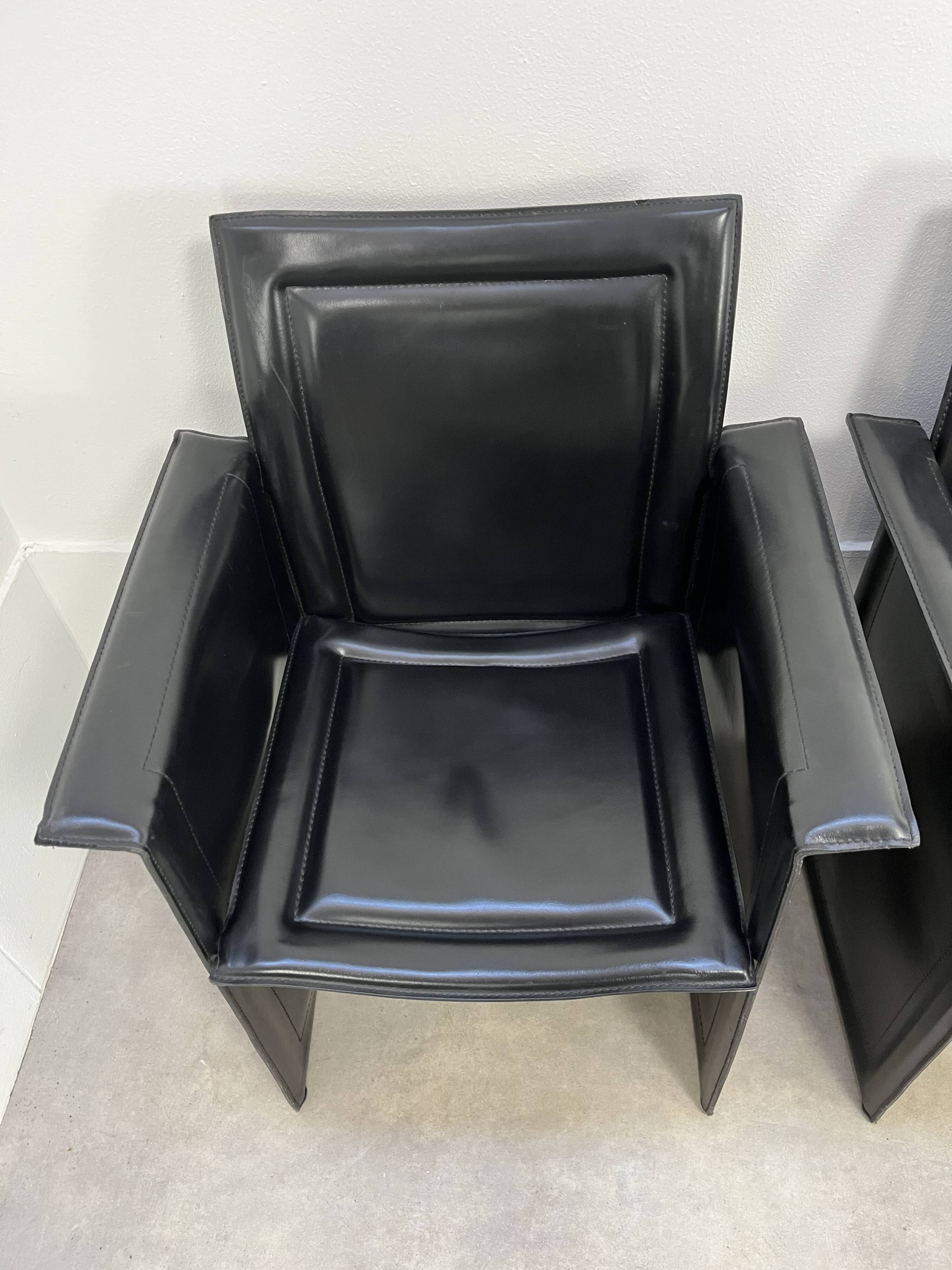 8 style Korium leather chairs in the style of Matteo Grassi