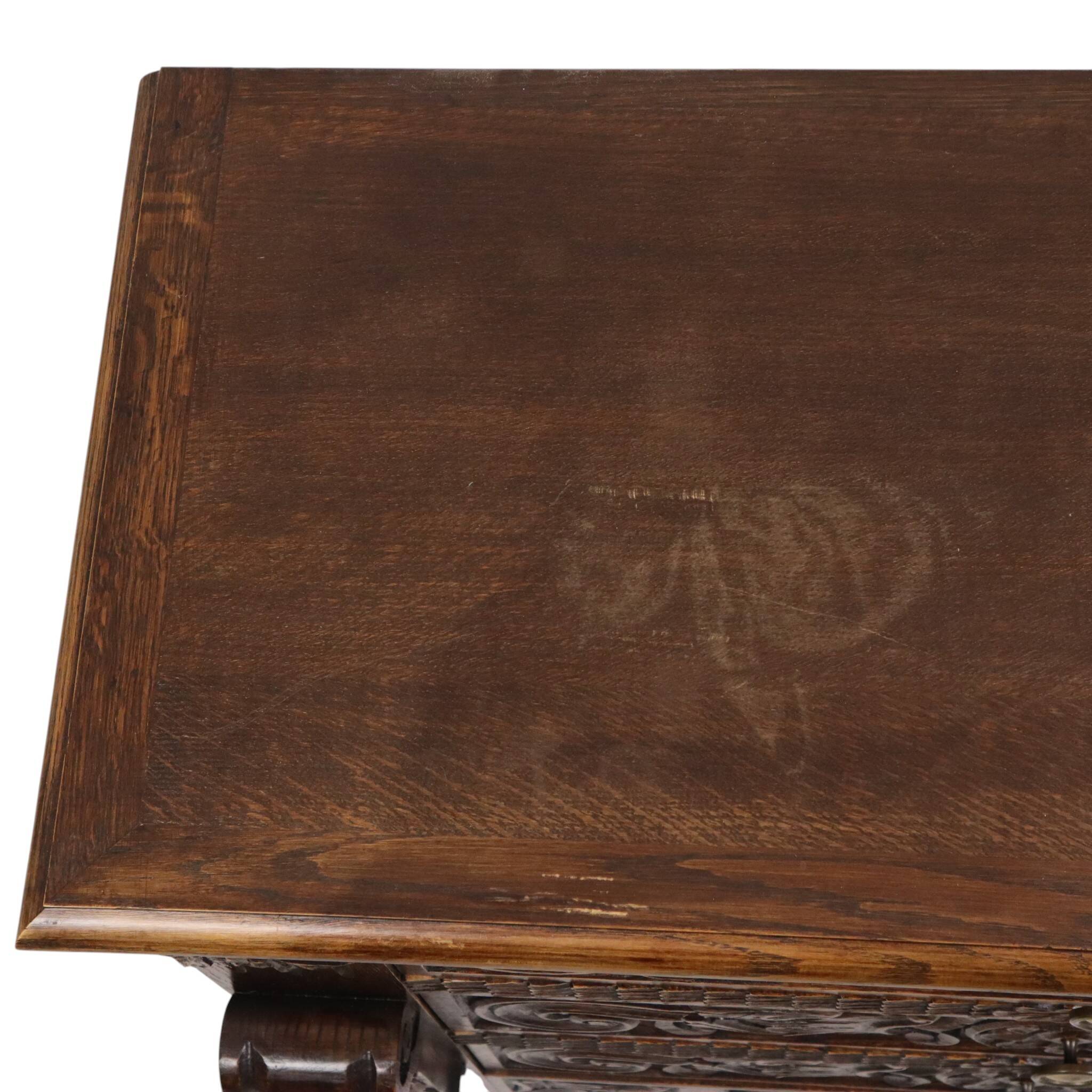 Vintage Carved Oak Cabinet/Chest of Drawers with Mythical Figures