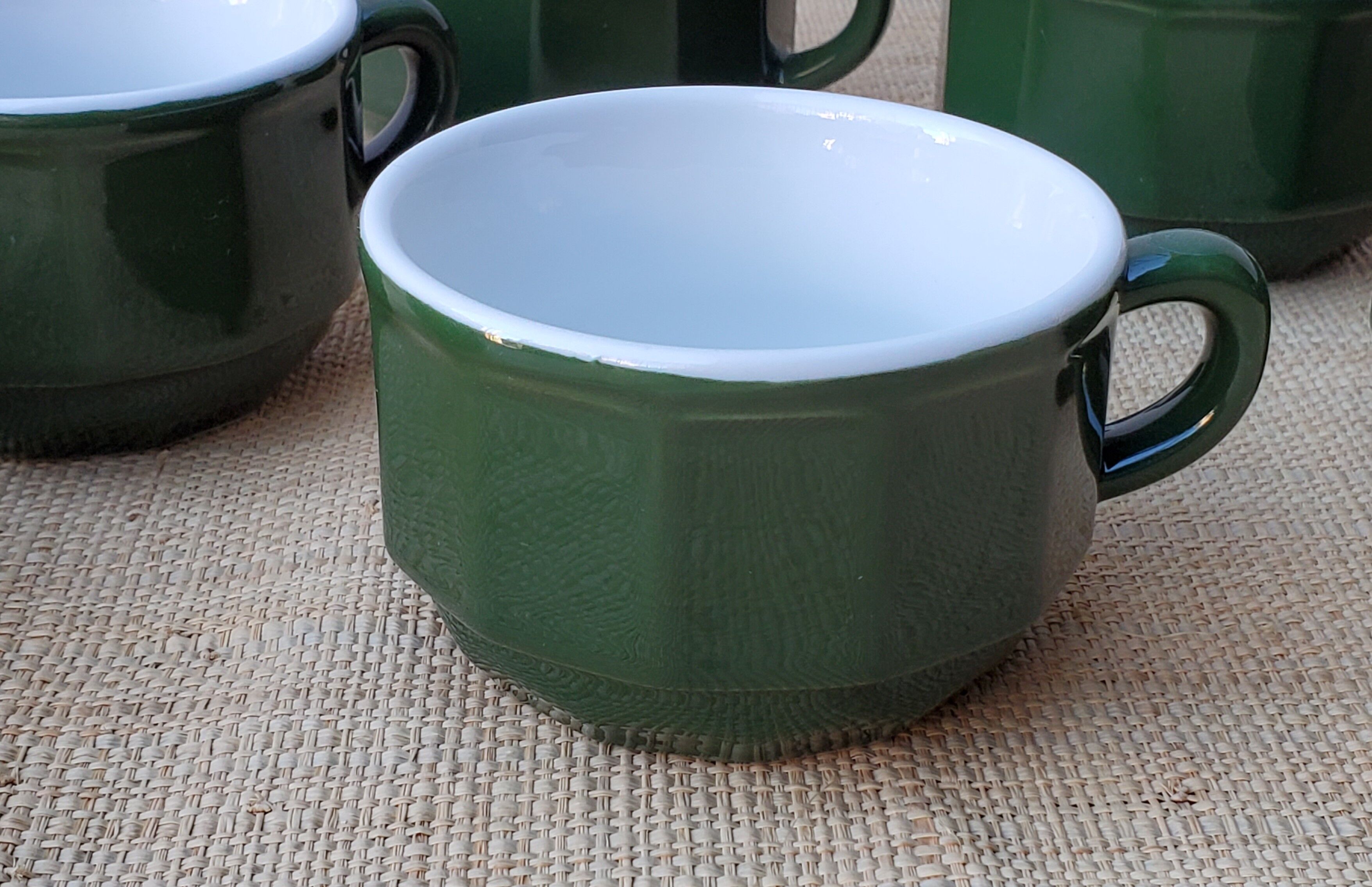 Green ceramic cups