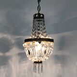 Antique Italian hot air balloon chandelier, glass pendants. Chandelier with pendants. 1970s