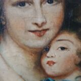 Peinture Antique Portrait De Famille XIX Siècle " Lebrun "