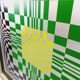 Typical silkscreen painting in kinetic checkerboard on aluminum, Italian abstract design in Vasarely style