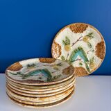 Set of 2 Salins Barbotine Plates - Vintage Parakeet Decor - service