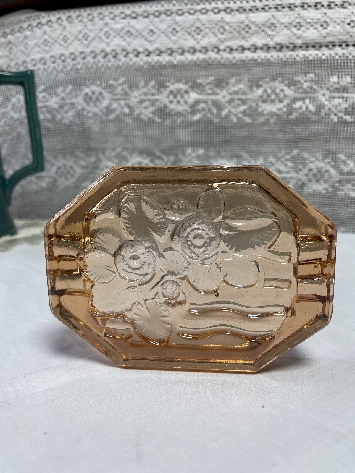 Cendrier verre rosé octogonal esprit art déco