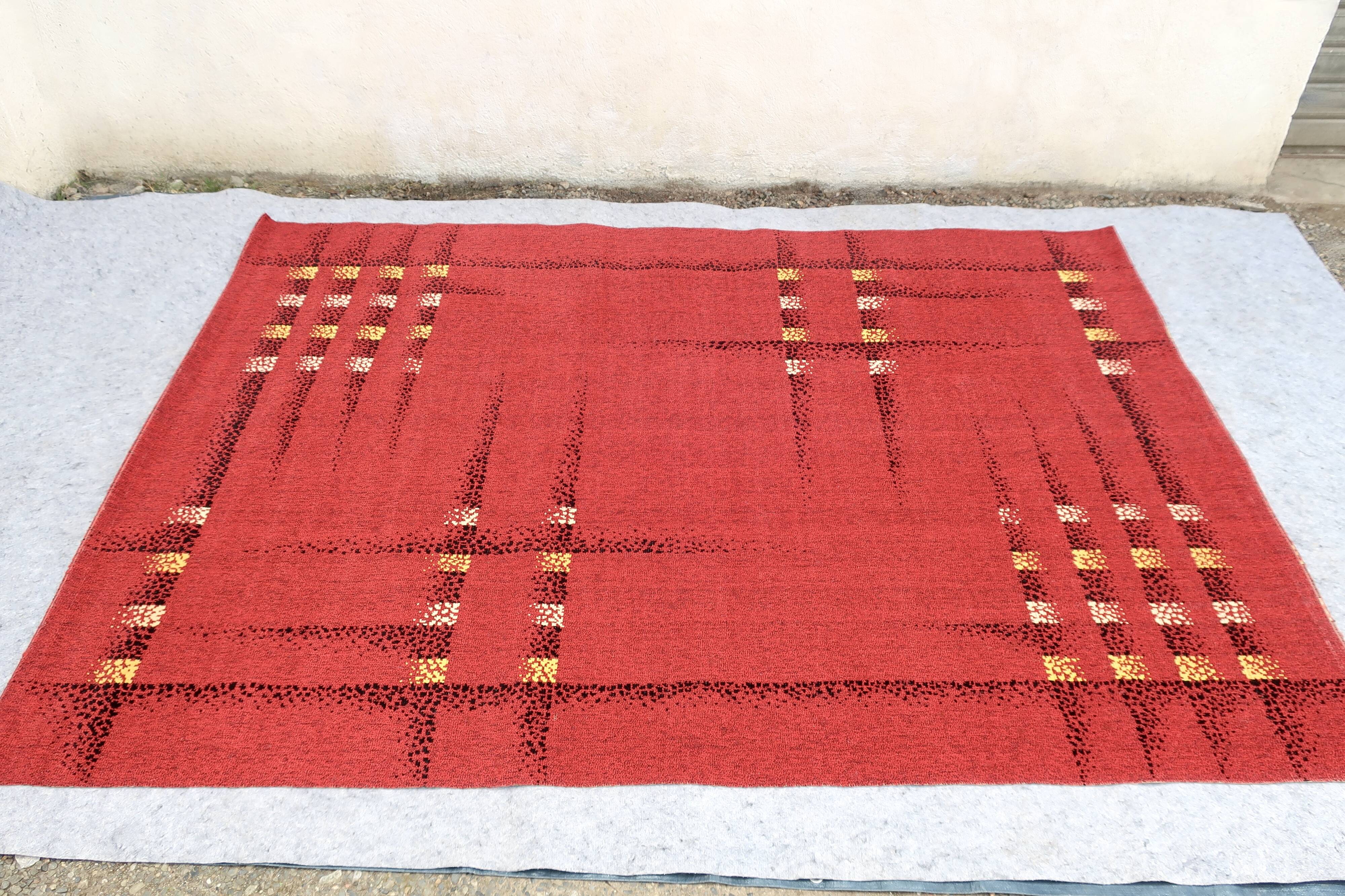 Rare vintage "reconstruction" rug, 1950s