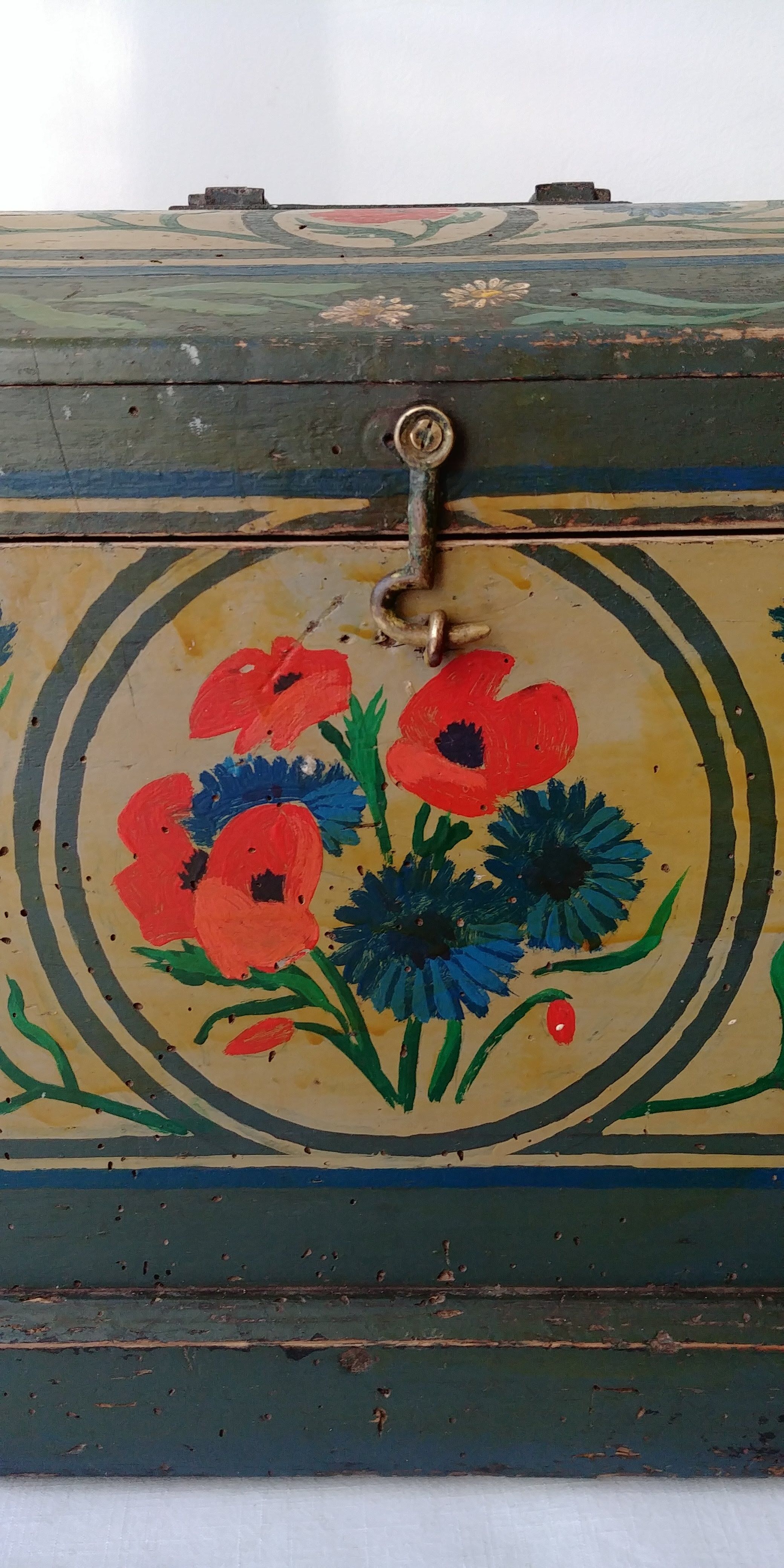 Painted wooden chest