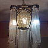 Lustre Art Nouveau style Guimard en bronze nickelé