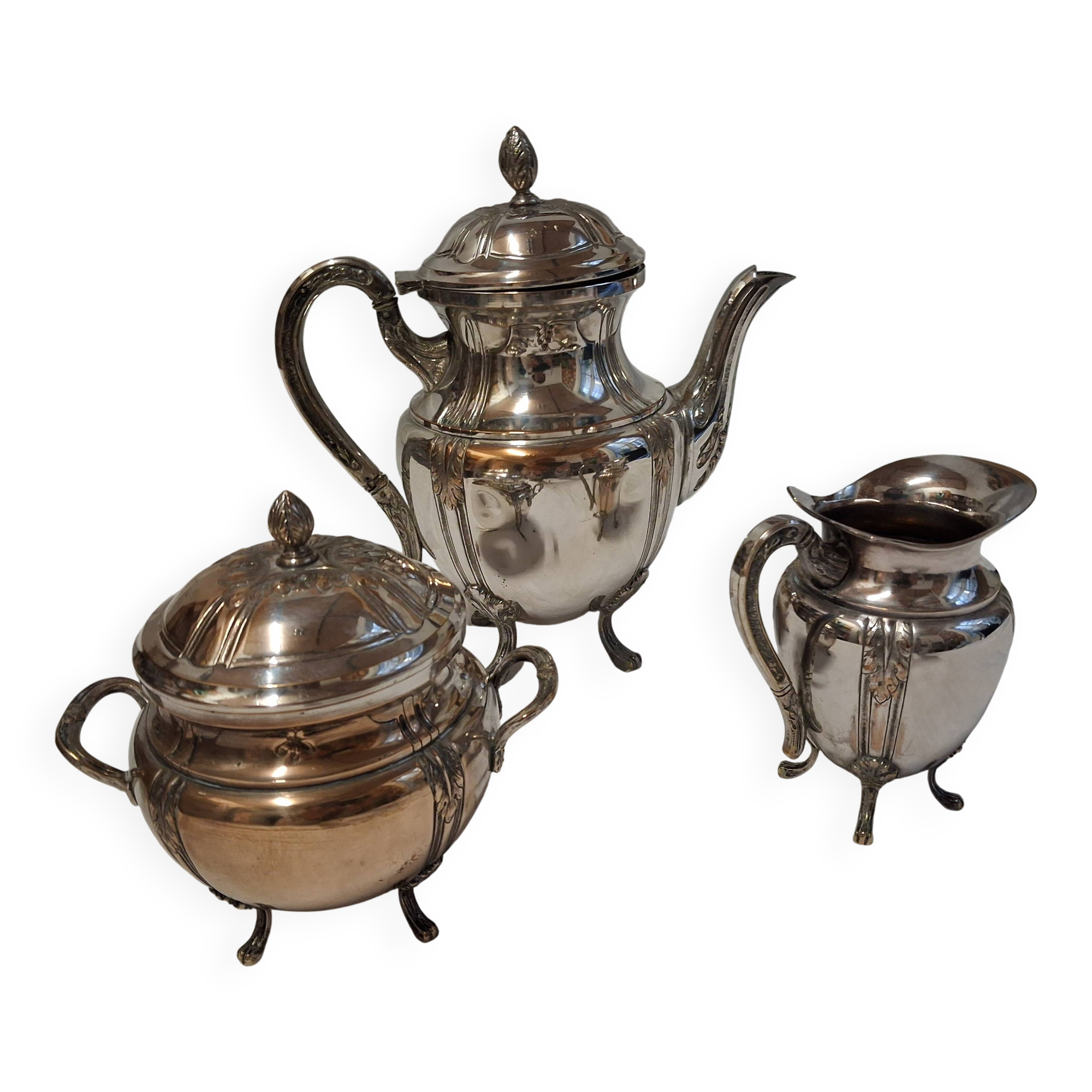 3-piece silver-plated metal coffee set
