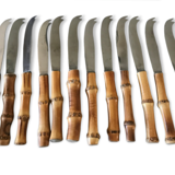 Set of 12 vintage knives bamboo handle cutlery b.j.b in their case