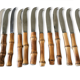 Set of 12 vintage knives bamboo handle cutlery b.j.b in their case